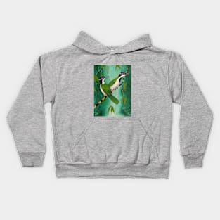 Blue-Faced Honeyeaters - bird painting, bird art Kids Hoodie